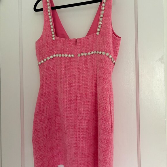 Self-Portrait Boucle V-Neck Pink Mini Dress - Picture 5 of 5